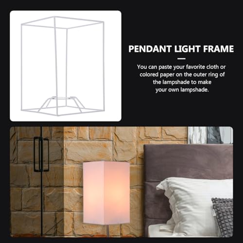 Image of Beavorty Diy Lampshade Frame Wire Cage 7.87X5.51X5.51 Inch Lamp Shade Frame for Table Lamp Ceiling Light Fixture Replacement and Craft Projects