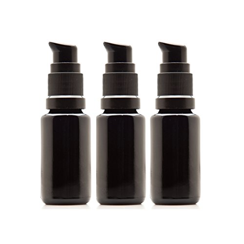 Infinity Jars 15 Ml (.5 Fl Oz) Black Ultraviolet Glass Push Pump Bottle 3-Pack #TOP13