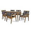 Christopher Knight Home Ashley Outdoor 7 Piece Acacia Wood Dining, Teak and Dark Gray