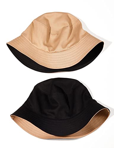 Image of Quanhaigou Bucket Hats Unisex Summer Travel Beach Fisherman Cap for Men Women Teens (Plain Khaki Black)