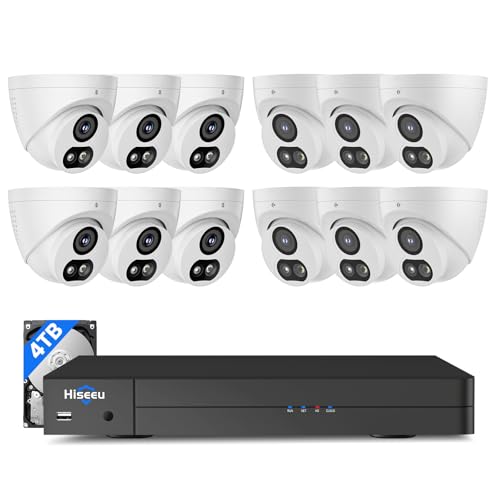 【4K HD+121°Wide View】 Hiseeu 12MP NVR 12 Pcs 4K PoE Security Cameras, 4 TB HDD for Home...
