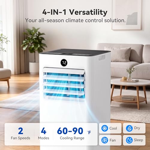 Image of Quiet Portable Air Conditioner 8,000 BTU, Cools Rooms up to 350 Sq. Ft, Dehumidifier & Fan Mode, Sleep Mode, 24-Hour Timer, 26 ft Remote Control, Window Kit 1-piece(White)
