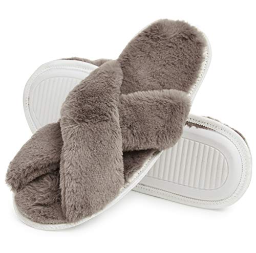 CityComfort Memory Foam Slippers Ladies Super Soft Fluffy Open Toe Winter Slipper Women (3/5 UK, Cappuccino)