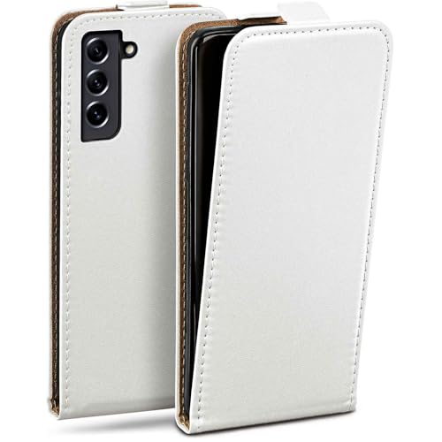 Étui pour Samsung S21 FE 5G moex housse blanche en cuir synthétique à rabat