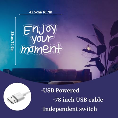 Image of Enjoy Your Moment Neon Sign Led Neon Lights Signs for Wall Decor USB Powered Led for Room Decoration Home Game Room Bar Party Decor