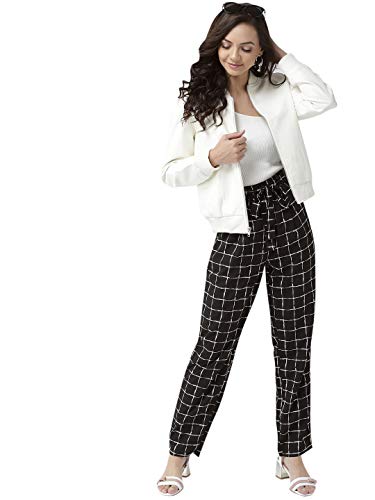 Image of Style Quotient Women Blue & White Original Tapered Fit Striped Cropped Trousers