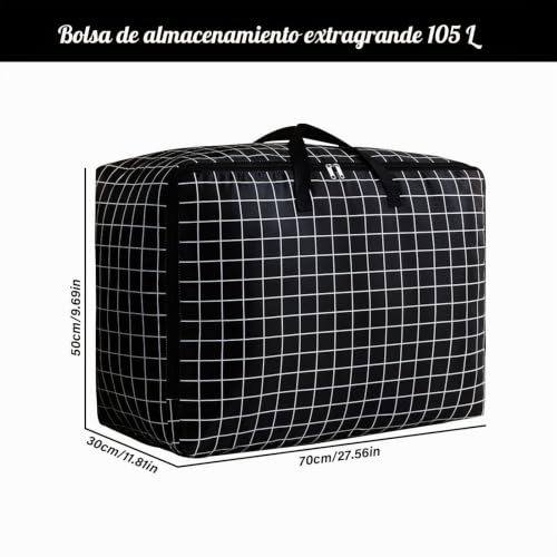 Miniatura 2 de Sepsco Bolsa Almacenaje Ropa 2piezas, 105l Grande Contenedor Almacenamiento Edredones Organizador De Ropa De Cama Plegable Resistente Tela Oxford Bolsas Mudanza Con Asa Para Mantas Colchas Almohadas