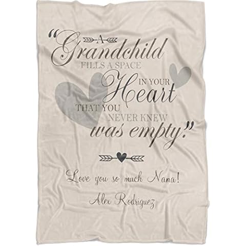 Yeh Gift Personalized Grandma Blanket for Grandparents Mom. I Love Grandma Throw from Granddaughter. Custom with Grandkids Names for Christmas, Mothers Day (Fleece 50"x60", Beige) Cover