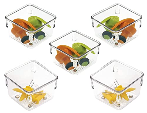 Image of Zollyss 4 Pcs Clear Plastic Clothes Drawer Organiser Trays, Multipurpose Drawer Storage Bins for Wardrobe, Closet, Vanity, Makeup & Office Desk, Clear