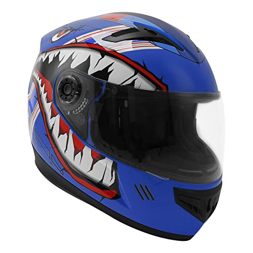 Slmoto Youth Kids Full Face Motorcycle Helmets Dirt Bike Atv Motocross Helmet Off-Road Motorbike Street Bike Helmet Shark's Mouth Pattern Dot Approved #TOP4