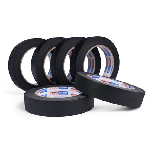 Image of Adhes Black Masking Tape, 6 Rolls x 1'' x 55yds, Multi-Surface Painter's Tape for Clean Lines, Residue-Free Removal, Indoor and Outdoor Use