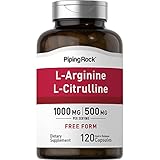 Piping Rock L-Arginine L-Citrulline Supplement 1500 mg | 120 Capsules | Free Form Pills | for Men and Women | Non-GMO, Gluten Free