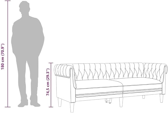 vidaXL Chesterfield Sofa 3-Seater Dark Gray Fabric