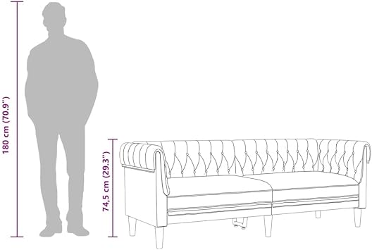 vidaXL Chesterfield Sofa 3-Seater Dark Gray Fabric