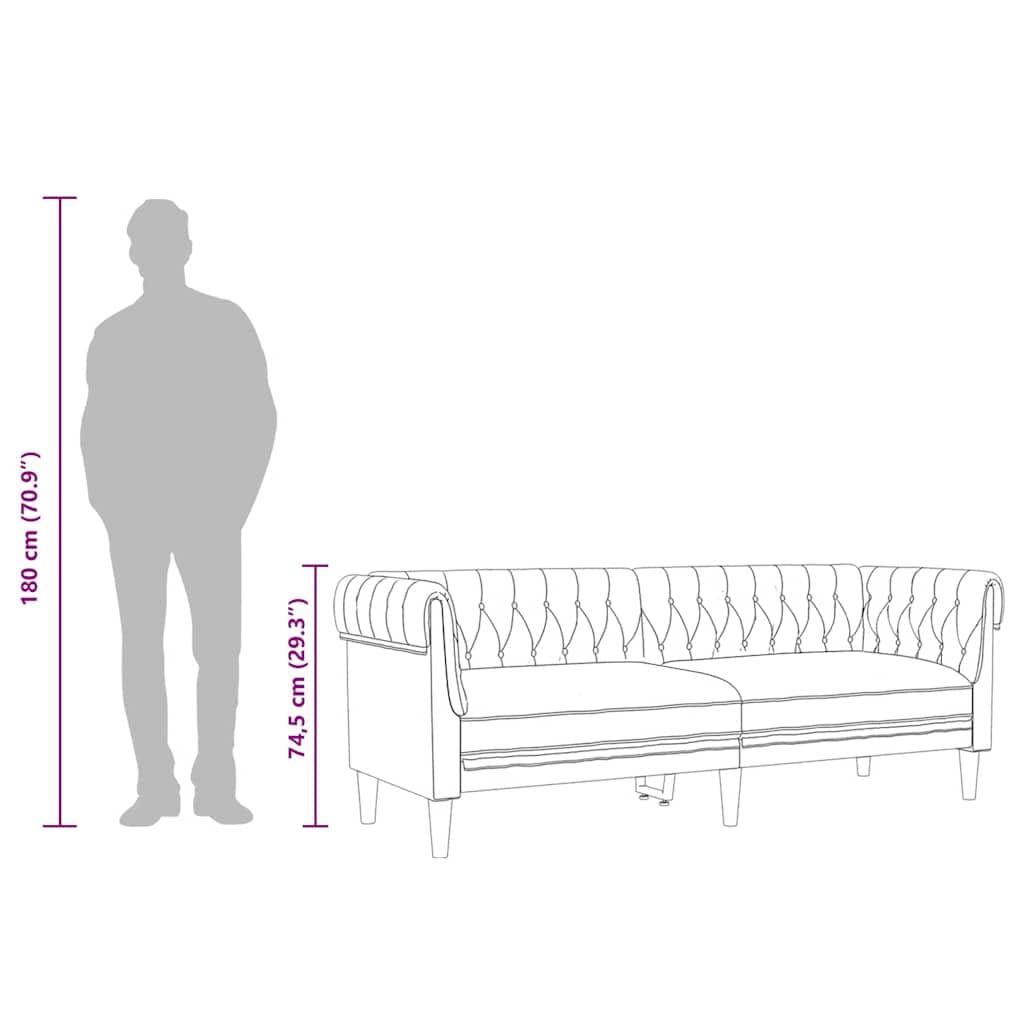 Sofá Chesterfield de 3 plazas Tela marrón Marrón,372564