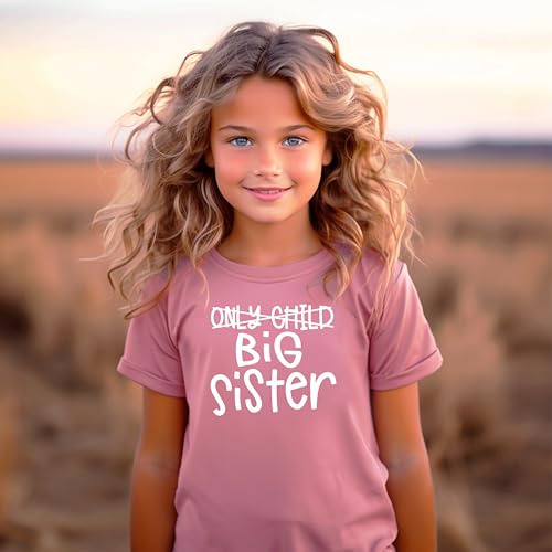 Olive Loves Apple Only Child to Big Sister Sibling Announcement Shirts for Baby and Toddler Girls Sibling Outfits4
