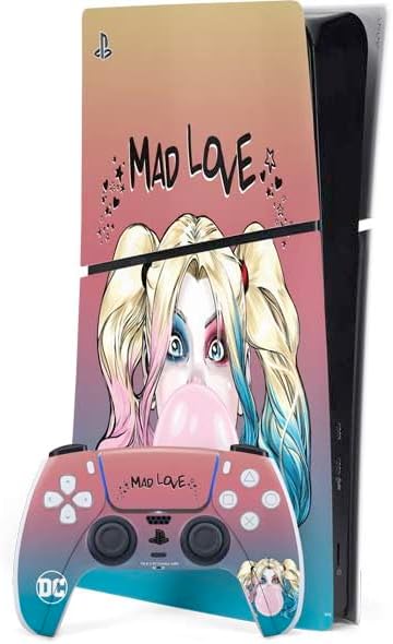 Skinit Decal Gaming Skin Compatible with PS5 Slim Digital Edition Bundle - Officially Licensed DC Comics Harley Quinn Mad Love Design