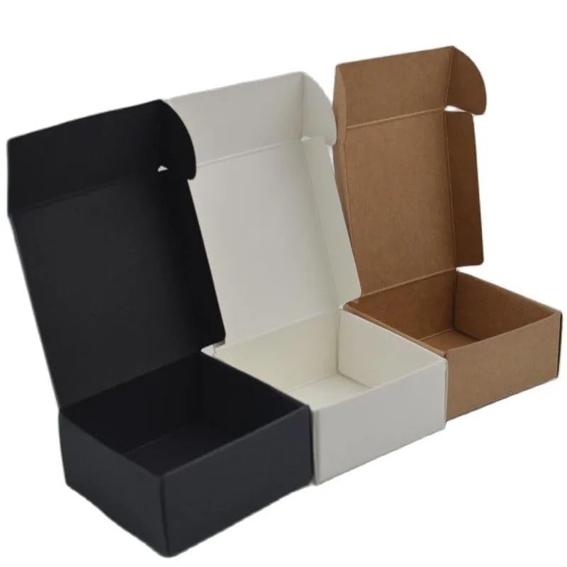 Kraft Geschenkboxen 50 Teile/los Blank Kraft Handgemachte Seife Box Weiß Karton Papier Schmuck Box Hochzeit Party Favor Schwarz Handwerk Geschenk Box (Color : Black, Size : 7x7x2.2cm)