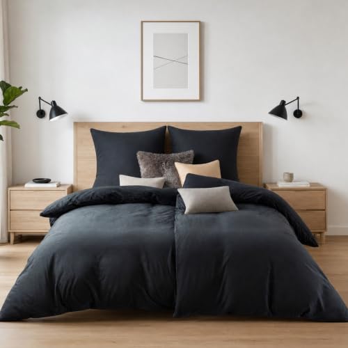 Soifox Winter Flanell Bettwäsche 135x200 4-teilig Anthrazit 100% Polyester – Ansicht 1