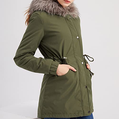 Casacos femininos de inverno, acolchoado Baiacu Parka Faux Fur Cardigan Sobretudo com capuz Baiacu d