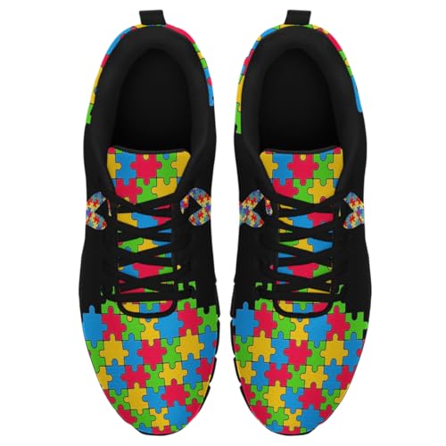 Sonzj-II Autism Shoes Women Men Running Sneakers Autism Awareness Puzzle Print Tennis Walking Gym Shoes Gifts for Mom2