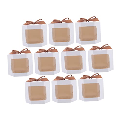 QUMIIRITY 10個小型 ボックス クラフト 紙製 透明窓付き 小物収納 お菓子やアクセサリー用 かわいいデザイン 結婚式やパーティーに