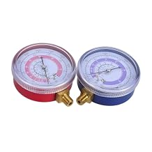 LIFKOME 2pcs Gauge Set Pressure Gauge for High Low Pressure Monitor Refill HVAC Refrigeration Tool