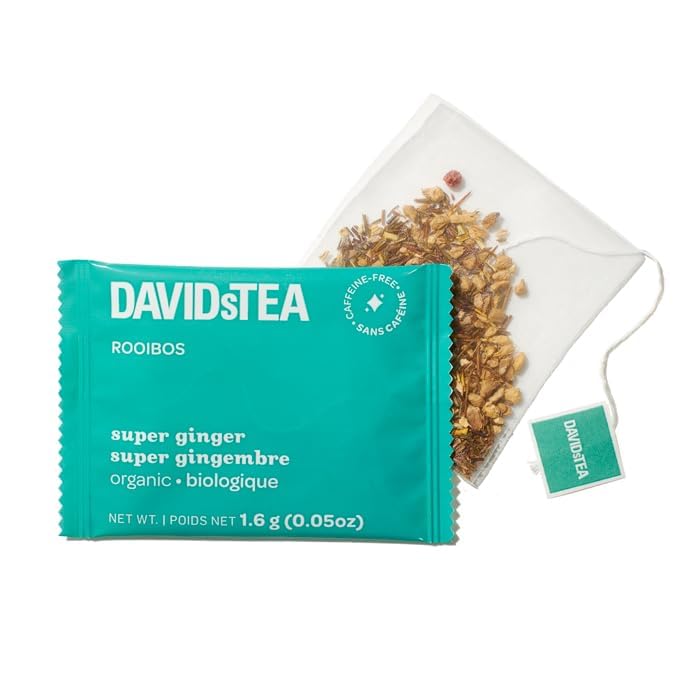 DAVIDsTEA Organic Super Ginger Herbal Tea – Caffeine-Free Tea Bags with Ginger, Green Rooibos & Pink Peppercorn – 12 Count – Spicy & Invigorating Herbal Blend - Image 7
