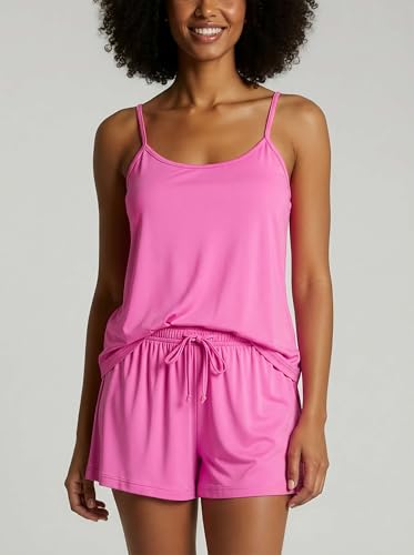 Image of Real Essentials 3 Pack: Women's Super Soft Pajama Set - Cute Cami Lounge Short and Top PJs Set (Available in Plus Size)