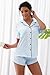 Yoohipuy Women's Pajamas Set Sleepwear with Short Sleeve Top & Elastic Waist Shorts (US, Alpha, X-Large, Regular, Regular, Blue Stripled)