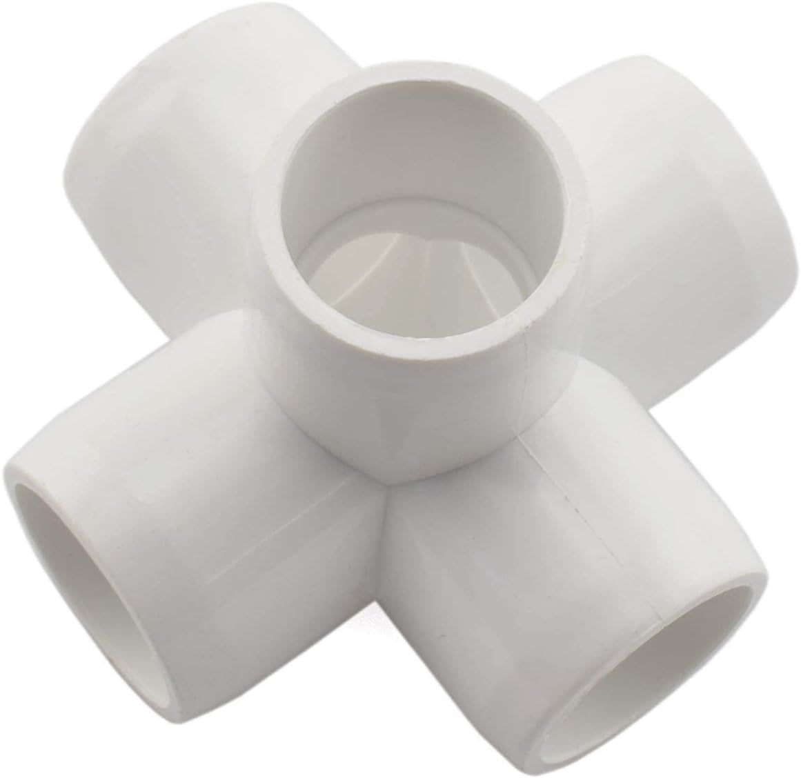 SDTC Tech 4-Pack 1 Inch 5 Way PVC Fitting Elbow Furniture Grade Pipe Connector for DIY PVC Shelf Garden Support Structure Storage Frame, White