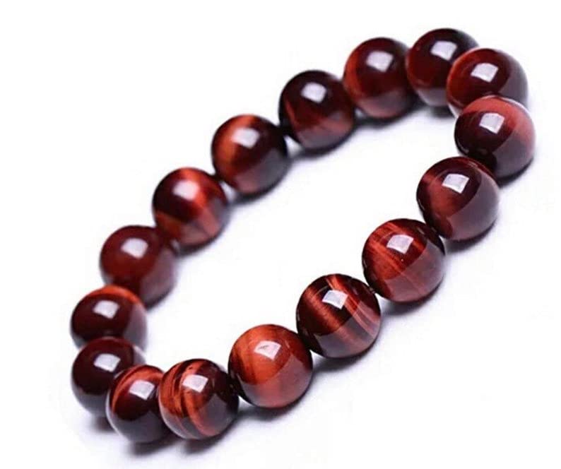 Bracelet œil de tigre rouge élastique 10mm, fini les fermoirs difficiles