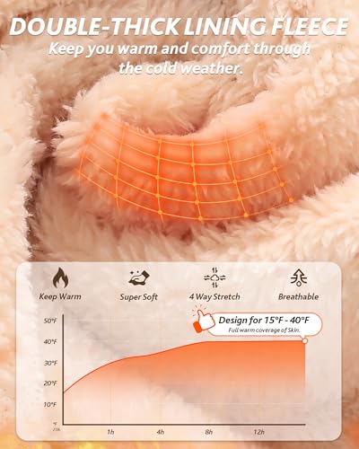 CAMPSNAIL Fleece Lined Leggings Women Water Resistant - Thick Thermal Warm Winter High Waisted Pants with Pockets for Snow