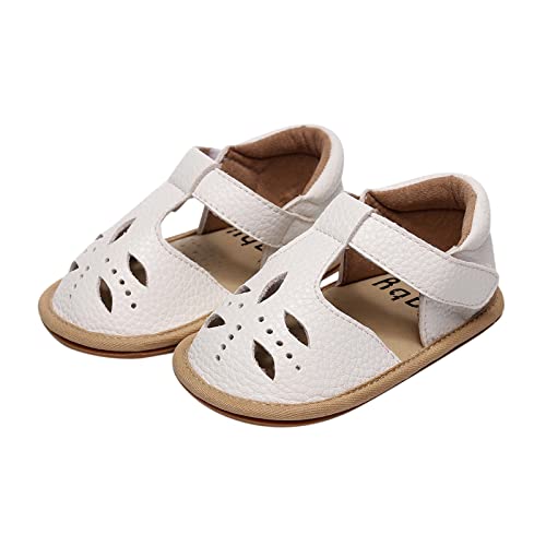 Baby Infant Boy Girl Sandals Shoes First Walking Shoes Soft Anti-Slip Rubber Sole Sneakers Fashion (White, 5 Toddler)