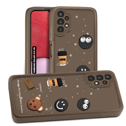 Image of AESTMO Back Case Cover for Samsung Galaxy A13 4G | Cute Fun Cartoon 3D Ball | Coffee Silicone Case | Full Body Protection | Camera Protection Back Cover for Samsung Galaxy A13 4G (Brown)