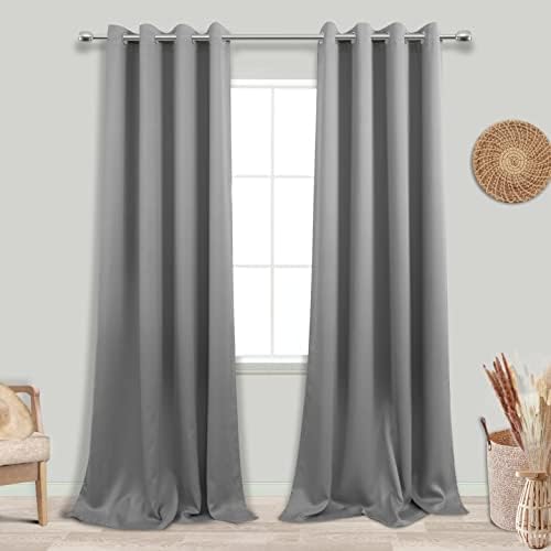 KOUFALL Sage Green Curtains 63 Inch Length for Bedroom 2 Panels Grommet Window Treatments Room Darkening Insulated Blackout Thermal Boho Drapes for Living Room Set Decor 52x63 Inches Long Light Green
