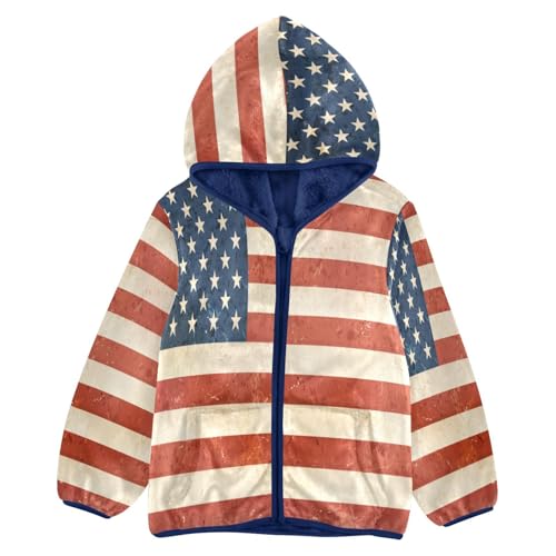 American Flag Vintage Toddler Jackets for Boys Winter Outerwear Kids 3T-10T