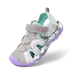 DREAM PAIRS Kids Sandalias Deportivas para Unisex ...: Almohadillas de goma en la suela para mayor tracción. Plantilla ligera y acolchada para mayor comodidad y parte superior ventilada. Sandalia deportiva con cierre combinado cordón elástico. La función de secado rápido garantiza que los pies de los peq...