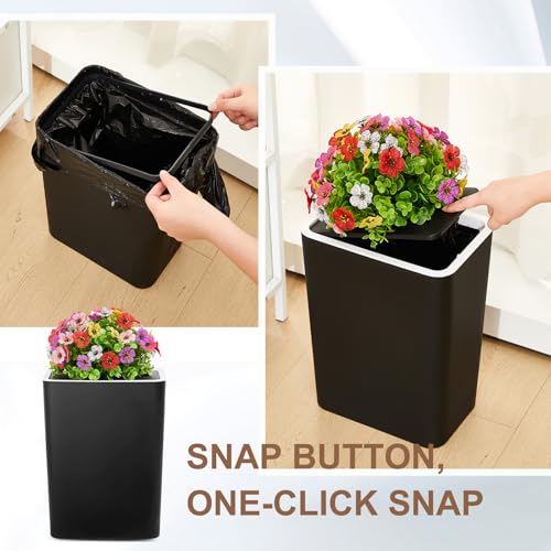 Image of Jingmore Dog Poop Trash Can Outside 3.96 Gal /15 L Plant Styled Dog Waste Trash Can with Lid 50 Waste Bags Outdoor Indoor Poop Container Slim Garbage Bin for Yard Garden Pet (Colorful Flower Black)