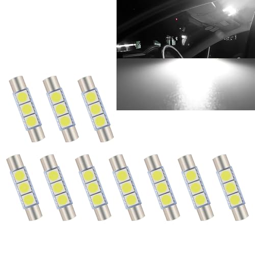10 Lámparas LED T6 5050 para carro 28 mm 12 V blanco