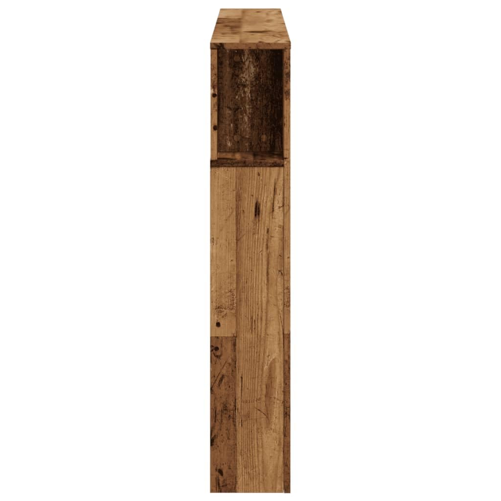 Gecheer Testiera LED per Letto, con Luci RGB Regolabili, 140 x 18,5 x 103,5 cm, in Truciolato con Finitura Legno Antico, Supporto Schiena e Piano Portaoggetti, for Camera da Letto