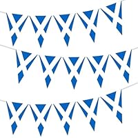 Scotland bunting flags Scottish St Andrews Cross Patriotic Themed Bunting Banner Burns Night party décor 10M/33ft Long with 20 Triangle | Light Blue