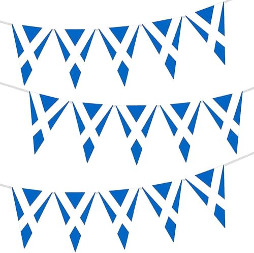 Scotland bunting flags Scottish St Andrews Cross Patriotic Themed Bunting Banner Burns Night party décor 10M/33ft Long with 20 Triangle | Light Blue (Pack of 5)
