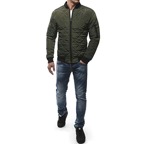 Mens Flight Bomber Jacket Diamond Quilted Varsity Jackets Winter Warm Padded Coats Outwear4