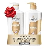 Pantene Shampoo & Conditioner Set, Daily Moisture Renewal - Pro-V Nutrients for Dry, Color-Treated, Straight to Curly Hair, 72-Hour Hydration & Softness, 52.8 Oz Total + Miracle Rescue Shot (0.5 Oz)