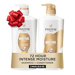 Pantene Shampoo & Conditioner Set, Daily Moisture Renewal - Pro-V Nutrients for Dry, Color-Treated, Straight to Curly Hair, 72-Hour Hydration & Softness, 52.8 Oz Total + Miracle Rescue Shot (0.5 Oz) - Best deal on Amazon