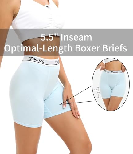 Image of Women's Anti Chafing Slip shorts Cotton Boxer Briefs Boyshorts Underwear 5.5 inch Inseam 5 Pack