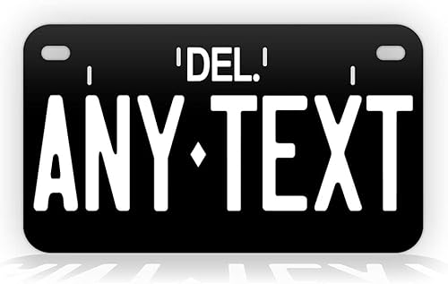 Miniatura 2 de Delaware - Placa de matrícula negra de tamaño de motocicleta, reproducción de estilo de porcelana antigua, réplica personalizada, vintage,
