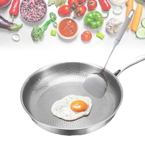 Siraats Titanium Hammered Pan Pro, Siraats Titanium Pan for Cooking with Lid for Electric, Induction, Gas Stoves, Fast Even Heating (28cm)