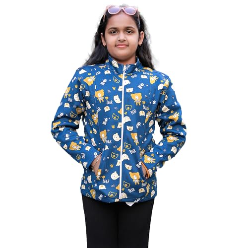 Image of Kids Fleece Jacket with Teddy Bear Print | Warm Winter Wear for Boys & Girls | Soft Full Sleeve Zip Jacket for Toddlers & Children